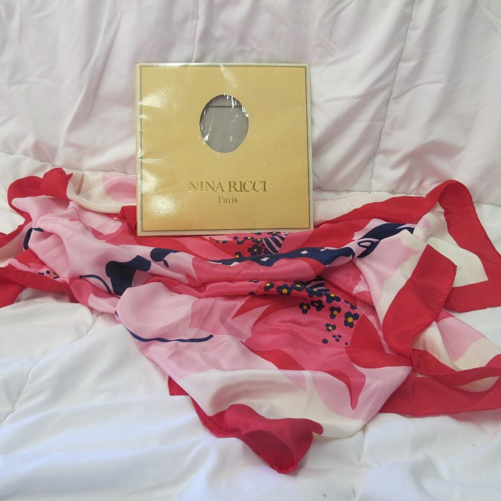 Nina Ricci Pink Floral Scarf - Brand New